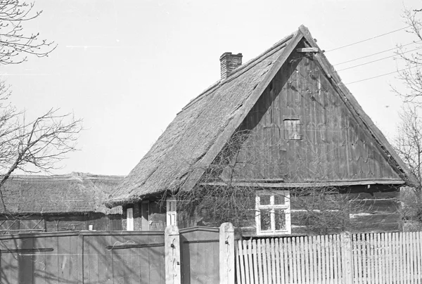 Chałupa zrębowo-słupowa, Boruja, 1975, oryginał czarno-biały